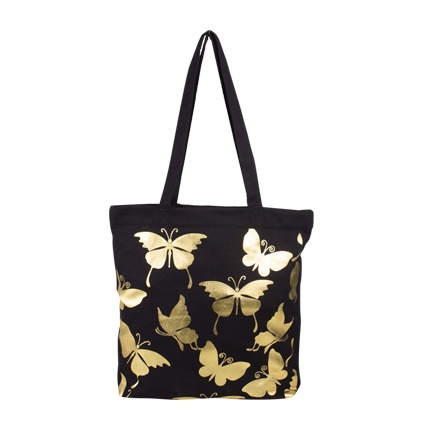 shop online Vogue Tree Black & Gold-Toned Printed Tote Bag shop online Vogue Tree Black & Gold-Toned Printed Tote Bag