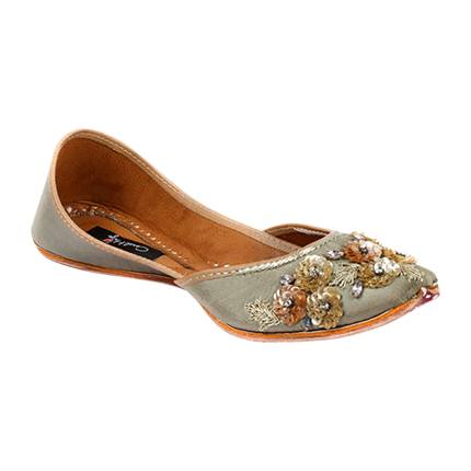 shop Coral Haze Women Olive Green Handcrafted Silk Juttis online shop Coral Haze Women Olive Green Handcrafted Silk Juttis online