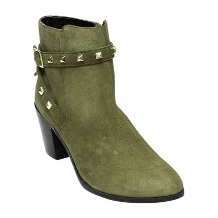 shop online Carlton London Women Olive Green Studded Heeled Boots shop online Carlton London Women Olive Green Studded Heeled Boots