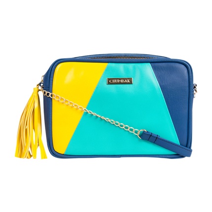 shop Chumbak Blue & Turquoise Blue Colourblocked Sling Bag online shop Chumbak Blue & Turquoise Blue Colourblocked Sling Bag online