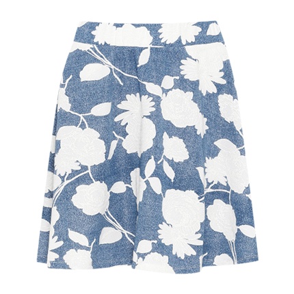 shop Blue & White Floral Print Flared Skirt online shop Blue & White Floral Print Flared Skirt online