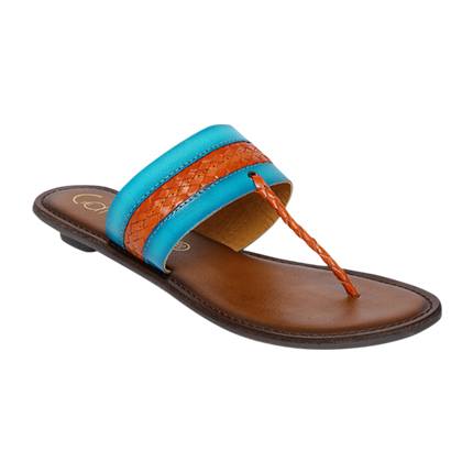 Blue Leather T-Strap Flats in 2020 